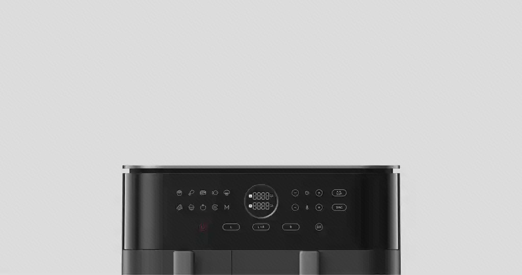 پنل کنترل هواپز Xiaomi MAF-D1001 نمای روبهروی پنل کنترل هواپز Xiaomi MAF-D1001 با نمایشگر گرد و نمادهای دکمه روی بدنه مشکی