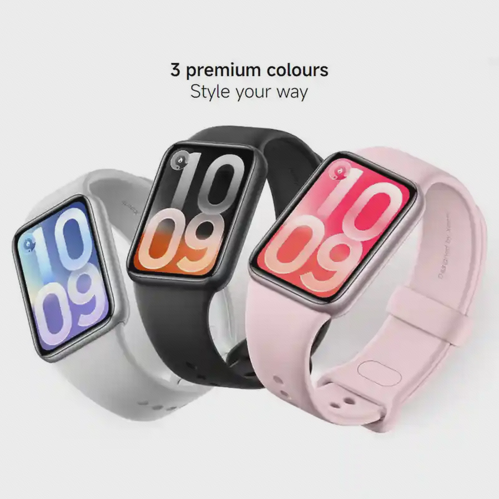 سه رنگ رسمی استاندارد Xiaomi Smart Band 10 Pro شامل نقره‌ای، مشکی و صورتی