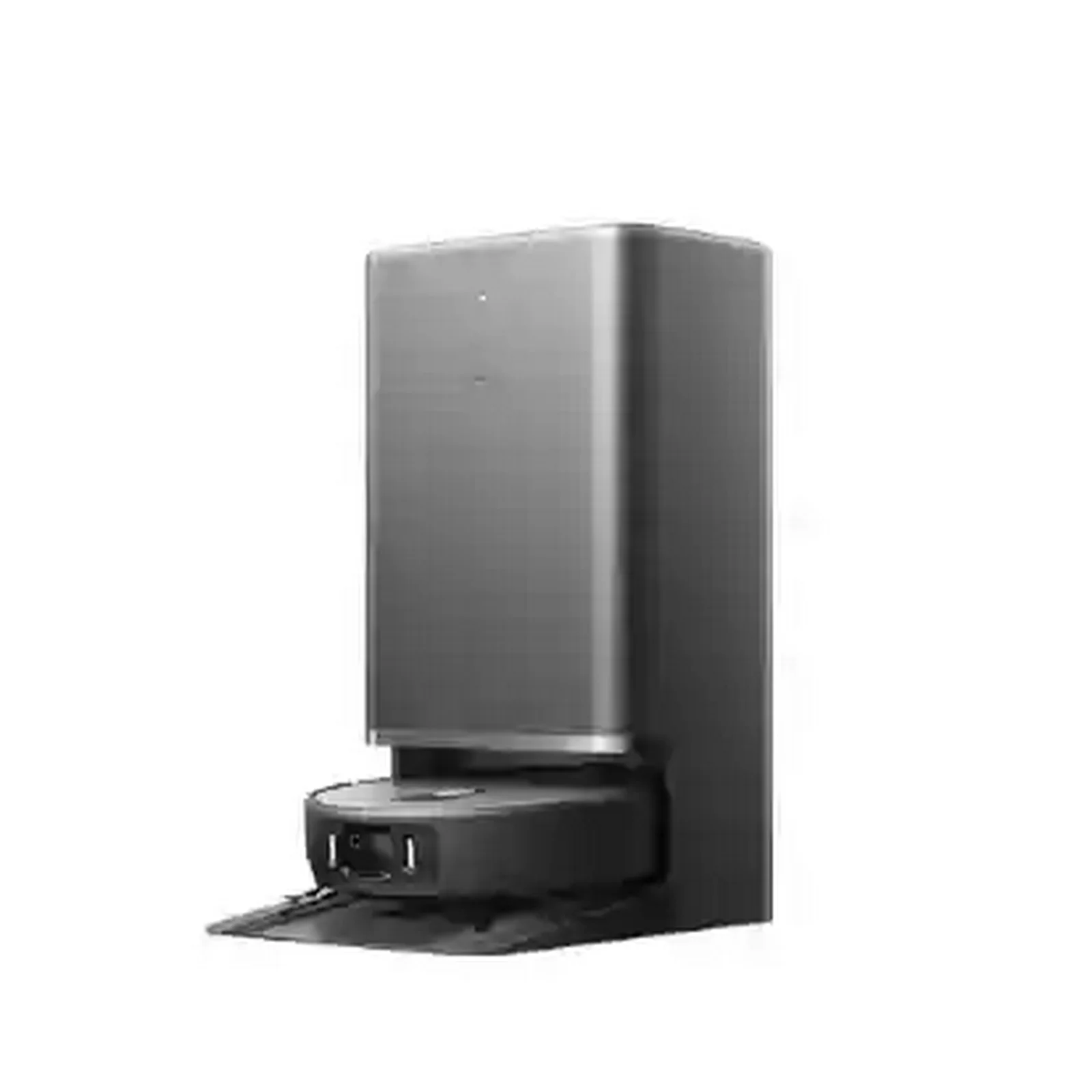 جارو رباتیک شیائومی 6 Max مشکی همراه ایستگاه شارژ بلند در نمای روبه‌رو