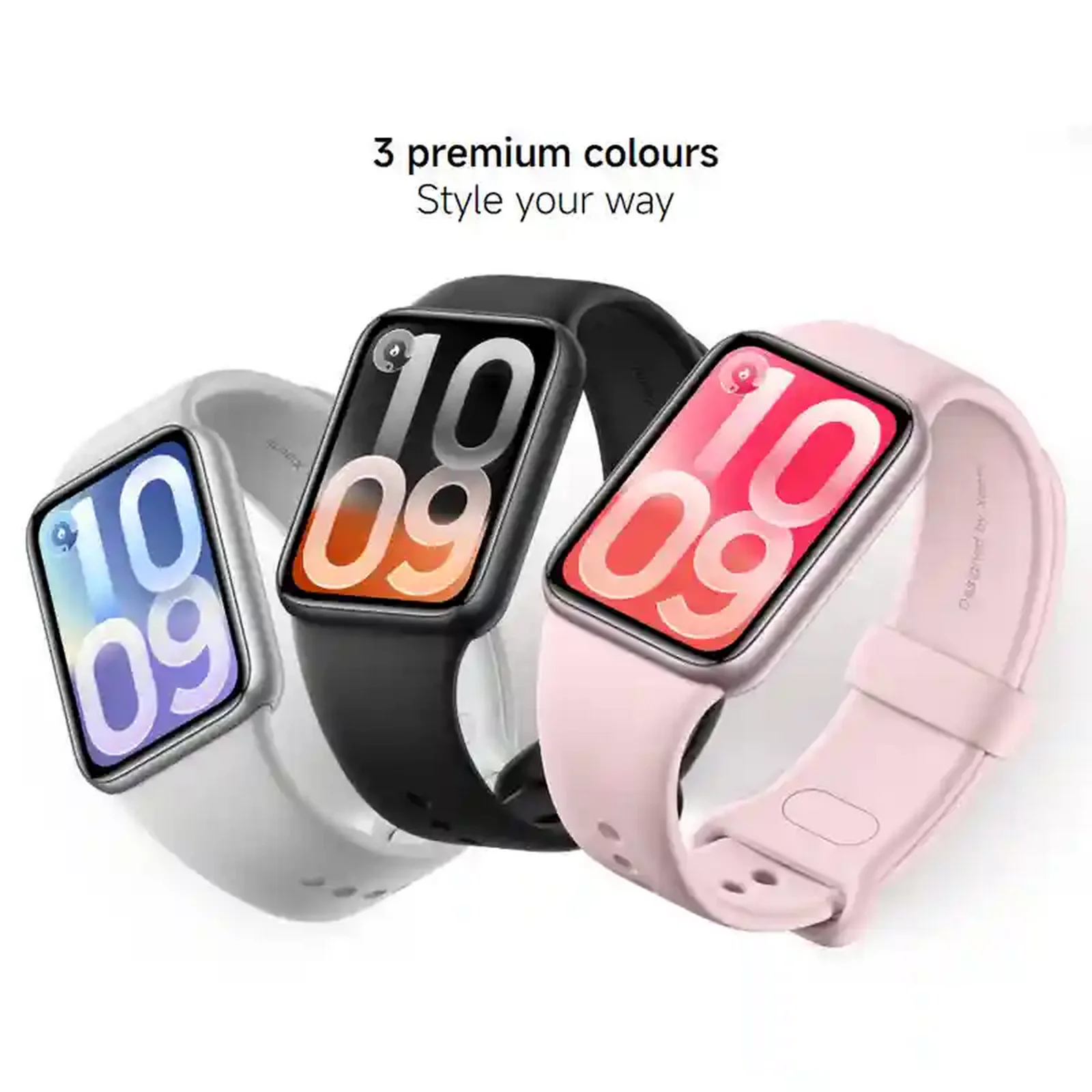 رنگبندی سهگانه اسمارت بند 10 پرو شیائومی سه رنگ سفید مشکی و صورتی Xiaomi Smart Band 10 Pro