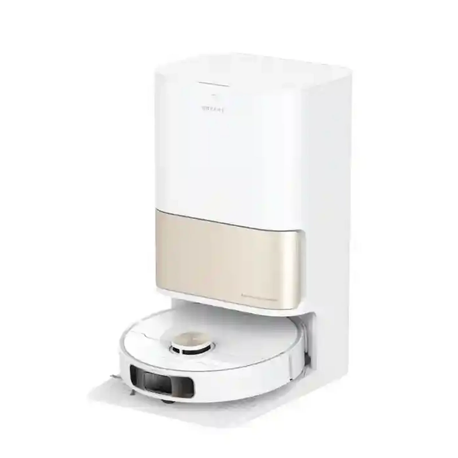 جارو رباتیک سفید Dreame L10s Pro Ultra Heat کنار ایستگاه شست‌وشو و تخلیه