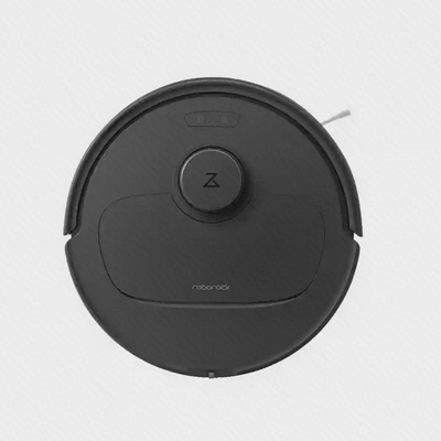 طراحی روی جارو Qrevo L مشکی نمای بالای جارو مشکی Roborock Qrevo L با برجک لیدار مرکزی