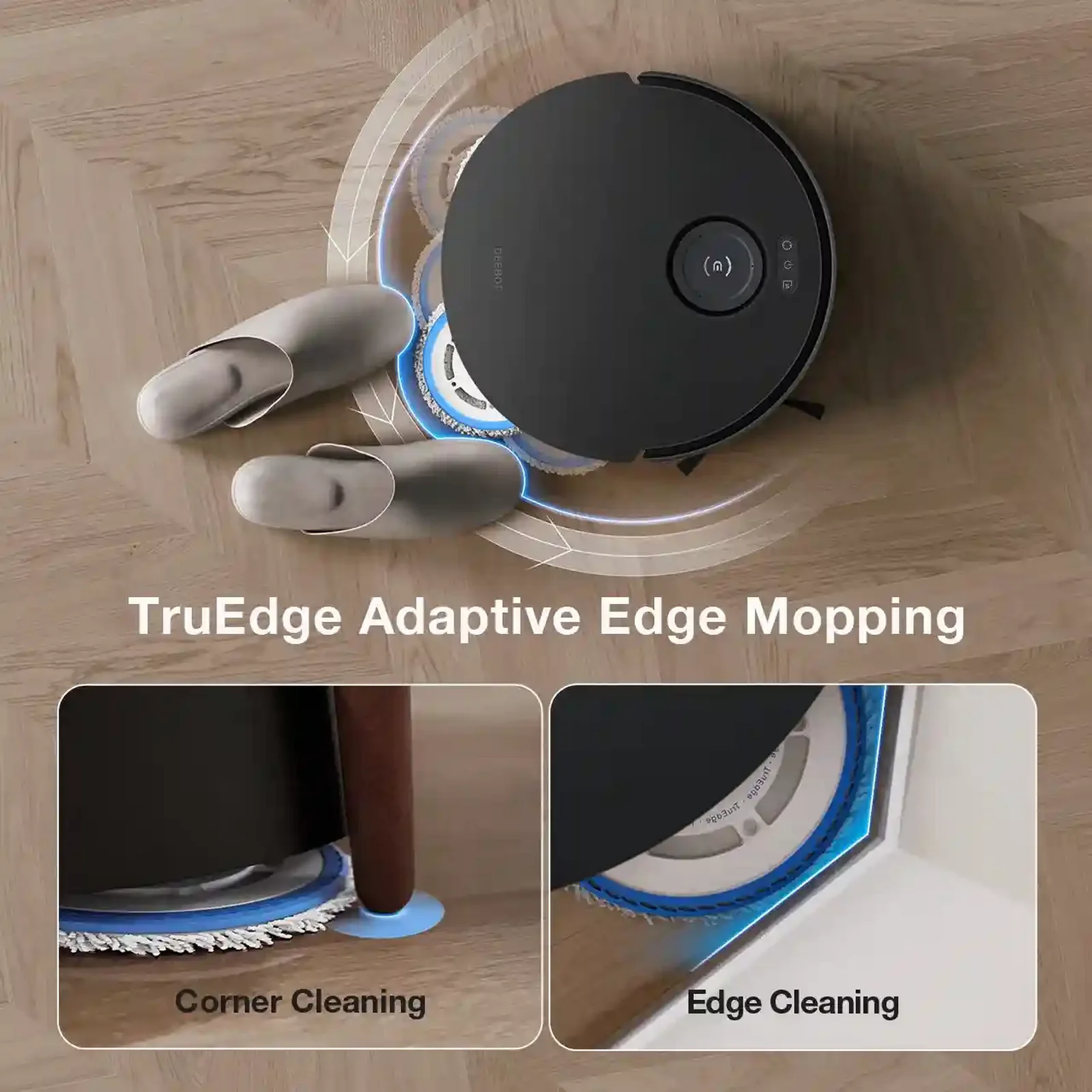 تی‌کشی گوشه و اطراف دمپایی با TruEdge در جارو Ecovacs T30s COMBO