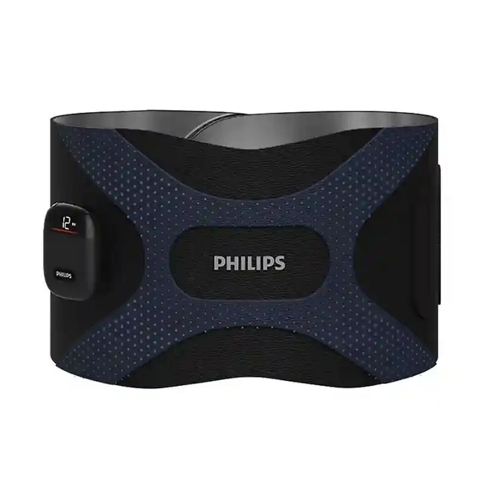 نمای کامل ماساژور Philips PPM4331 ماساژور کمر و شکم مشکی فیلیپس PPM4331 با کمربند پهن و کنترلر دیجیتال