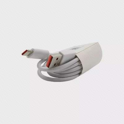 نمای باز کابل USB-A به USB-C شیائومی 45W کابل سفید Xiaomi 45W با کانکتور USB-A قرمز و سری USB-C