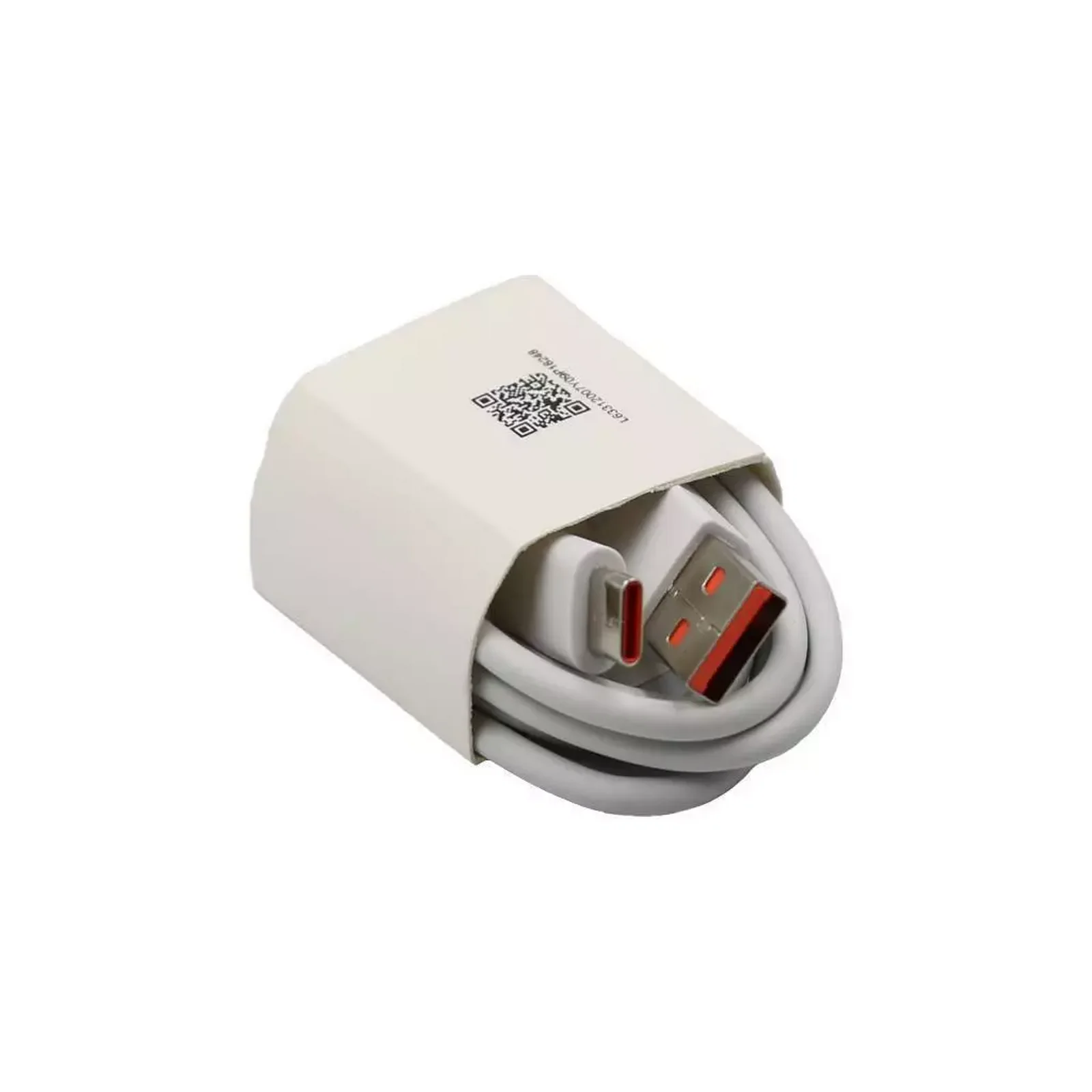 بستهبندی کابل شارژ ۴۵ وات شیائومی کابل شارژ سفید اورجینال شیائومی 45 وات USB-A به USB-C داخل روکش مقوایی