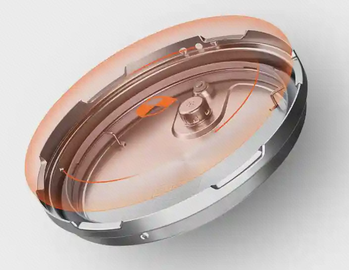 نمودار بخش داخلی در زودپز Xiaomi MYL02-1 نمودار زیر در زودپز Xiaomi MYL02-1 با حلقههای نارنجی و پیکان پیرامون بخش داخلی