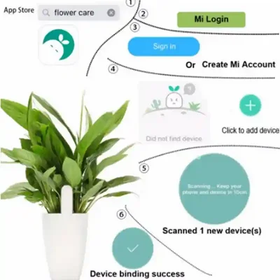 مراحل افزودن حسگر HHCC در Flower Care راهنمای اتصال حسگر گیاه HHCC به اپ Flower Care