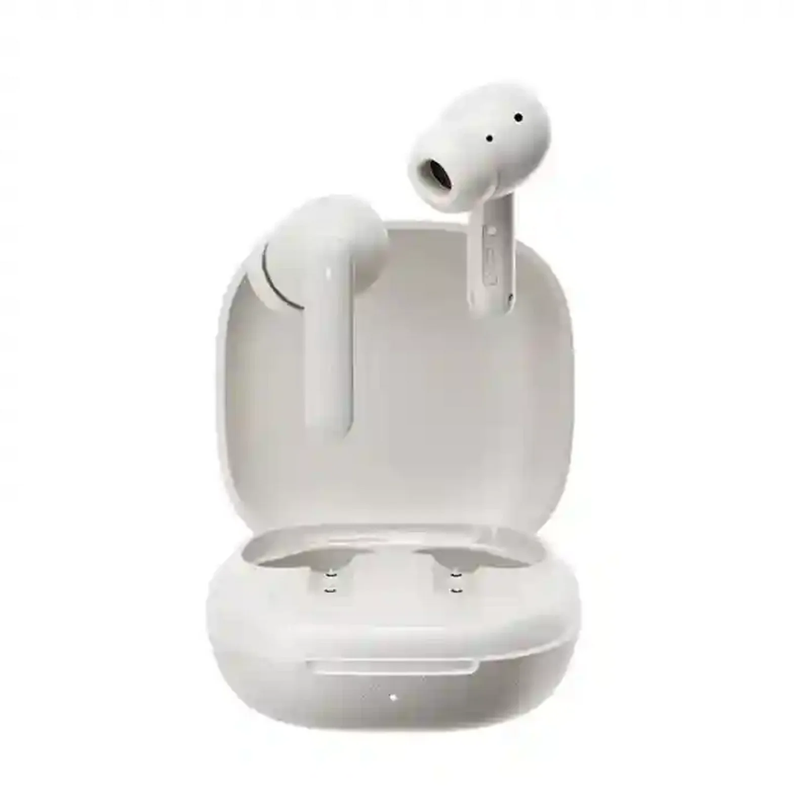 نمای اصلی QCY Buds QT43 سفید هندزفری QCY Buds QT43 سفید بالای کیس شارژ باز