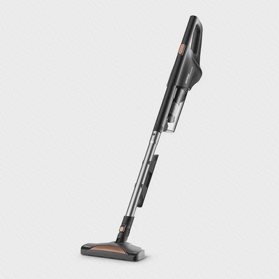 جارو برقی عصایی Deerma DX600 مشکی و مسی از نمای سه‌رخ