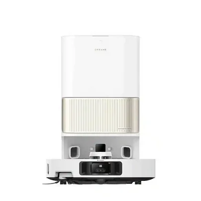 حسگر جلویی جارو رباتیک Dreame L40 Ultra مقابل داک نمای روبهروی Dreame L40 Ultra داخل ایستگاه نظافت خودکار