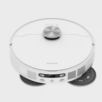 جزئیات لایدار و بدنه L10s Ultra Gen 2 نمای نزدیک بالای Dreame L10s Ultra Gen 2 با حسگر لایدار و پدهای تی دوگانه