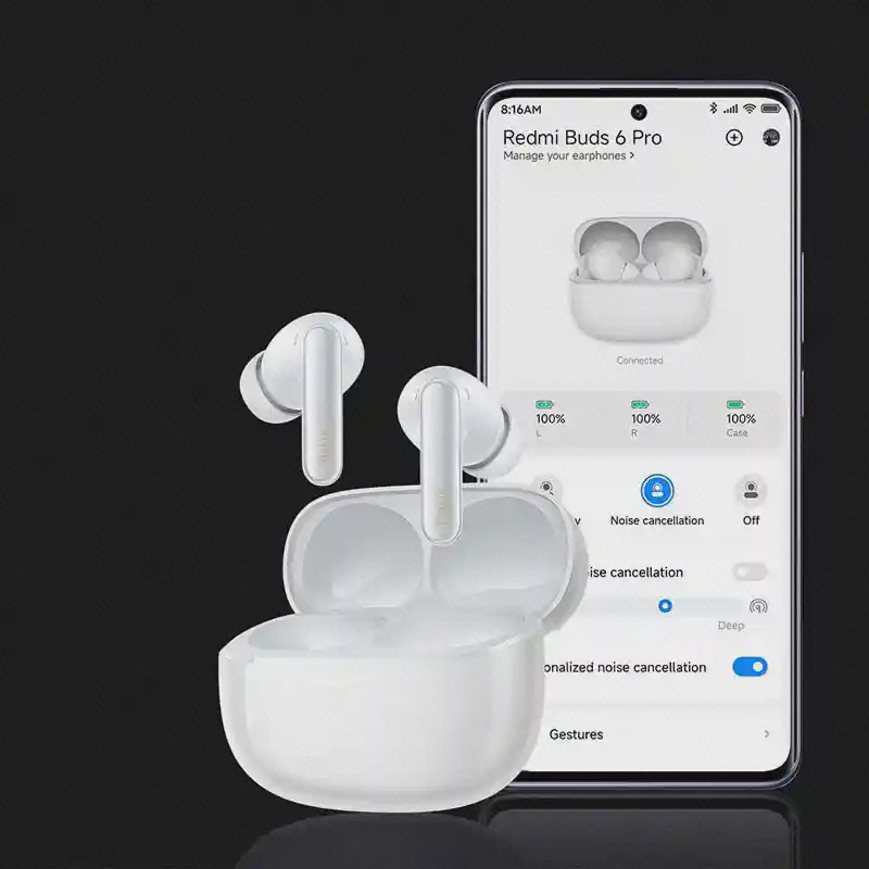 نمای مدیریت Redmi Buds 6 Pro و تنظیم حذف نویز روی گوشی