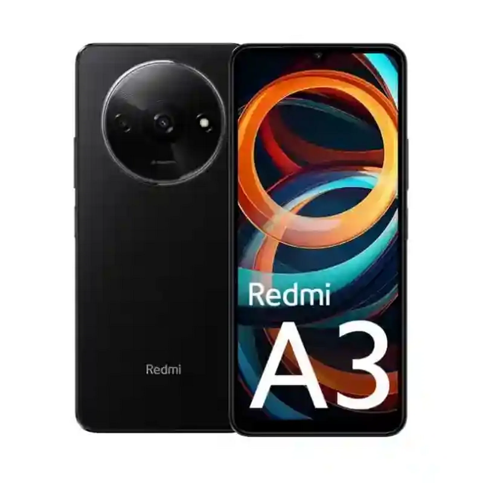 گوشی مشکی شیائومی Redmi A3 حافظه 128 رم 4 از نمای جلو و پشت