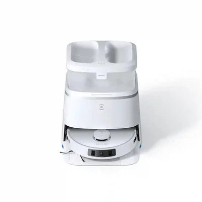 داخل ایستگاه شستشوی اکووکس T30 Pro Omni با دو مخزن آب مخزنهای آب داک Ecovacs T30 Pro Omni سفید