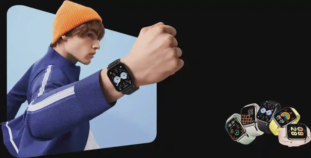 عکس معرفی ساعت مشکی روی مچ و رنگ‌بندی بندهای Redmi Watch 5 Lite