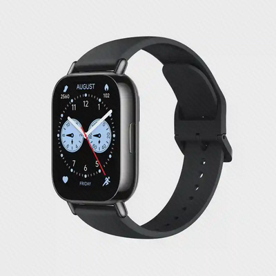 نمای اصلی ردمی واچ 5 لایت مشکی با صفحه مستطیلی ساعت هوشمند Redmi Watch 5 Lite مشکی از نمای سهرخ