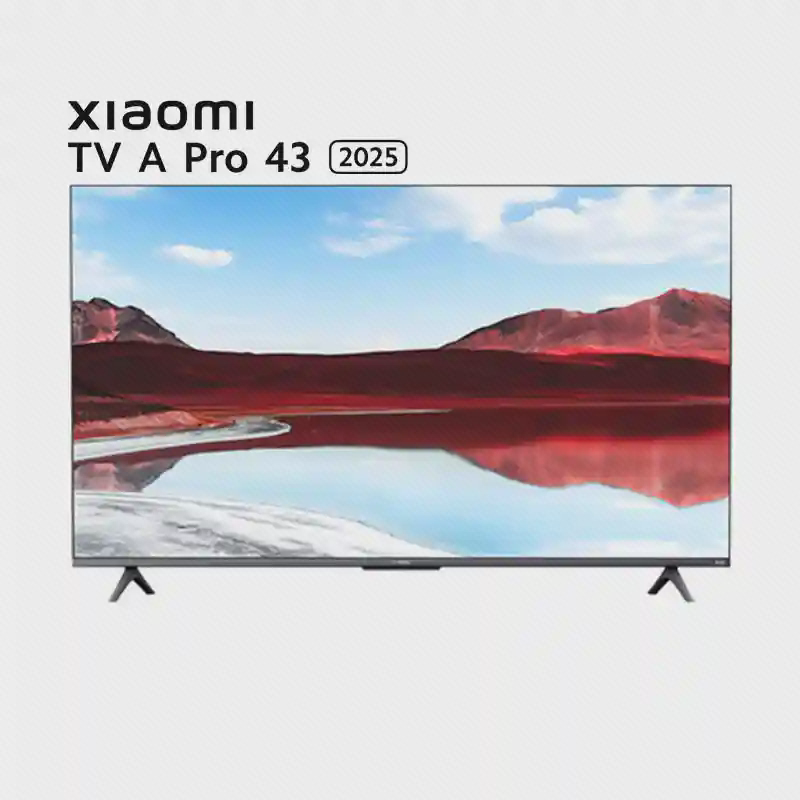 نمای جلوی تلویزیون شیائومی A Pro 43 با پایههای دوطرفه تلویزیون هوشمند Xiaomi TV A Pro 2025 سایز ۴۳ اینچ