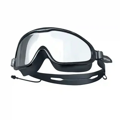 عینک شنای مشکی Sportsoul Large Frame Anti-Fog با لنز شفاف بزرگ