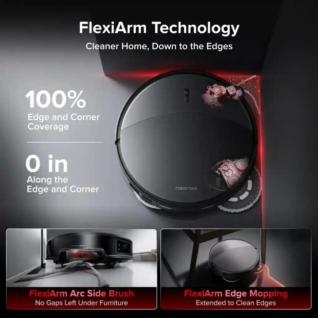جارو رباتیک شیائومی مدل Roborock Saros 20 - فناوری FlexiArm؛ نظافت کامل گوشهها و کنارهها