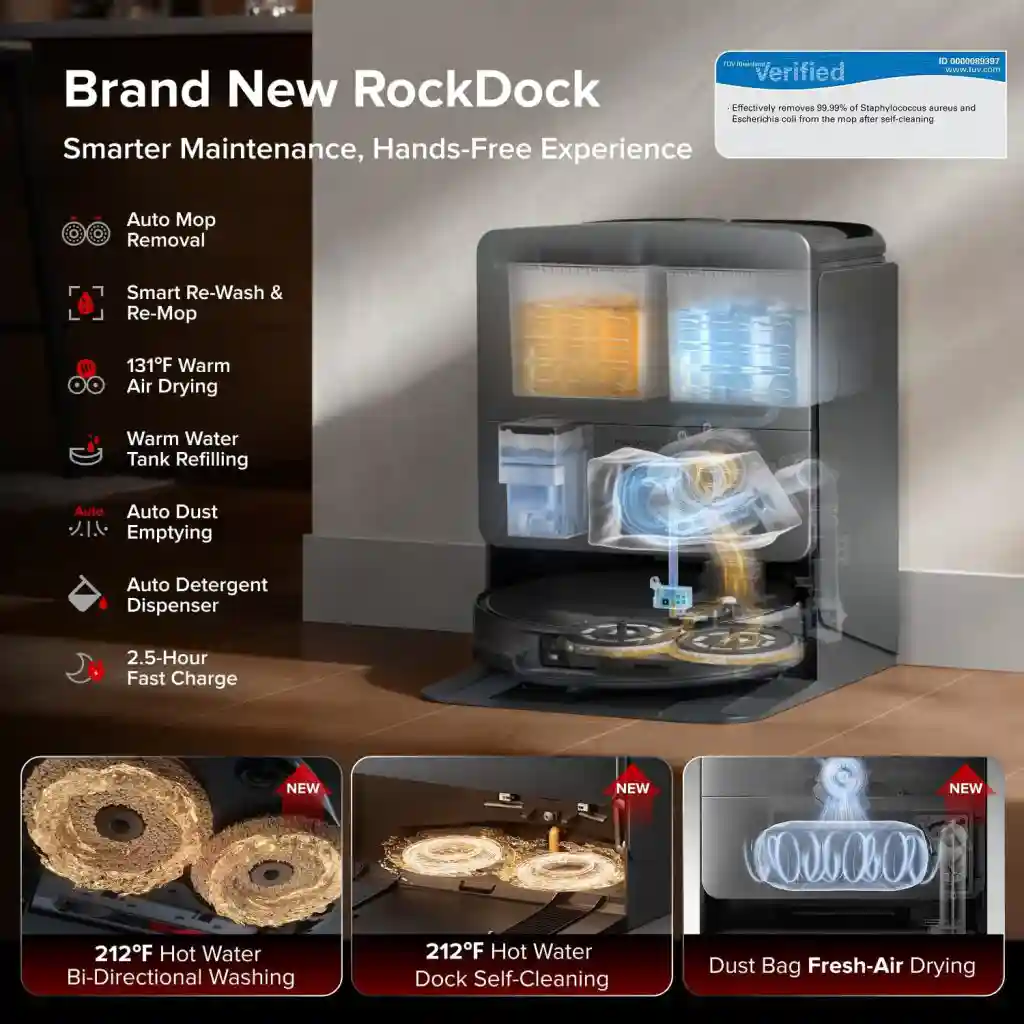 جارو رباتیک شیائومی مدل Roborock Saros 20 - داک هوشمند RockDock؛ نهایت اتوماسیون در نظافت