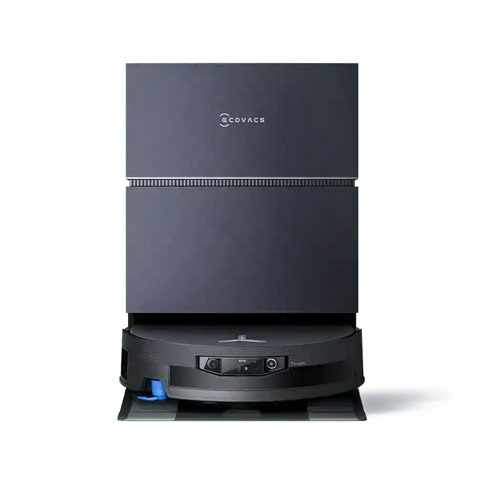 جارو رباتیک اکووکس مدل X12 Pro Omni در نمای اصلی روبه‌رو با داک خاکستری