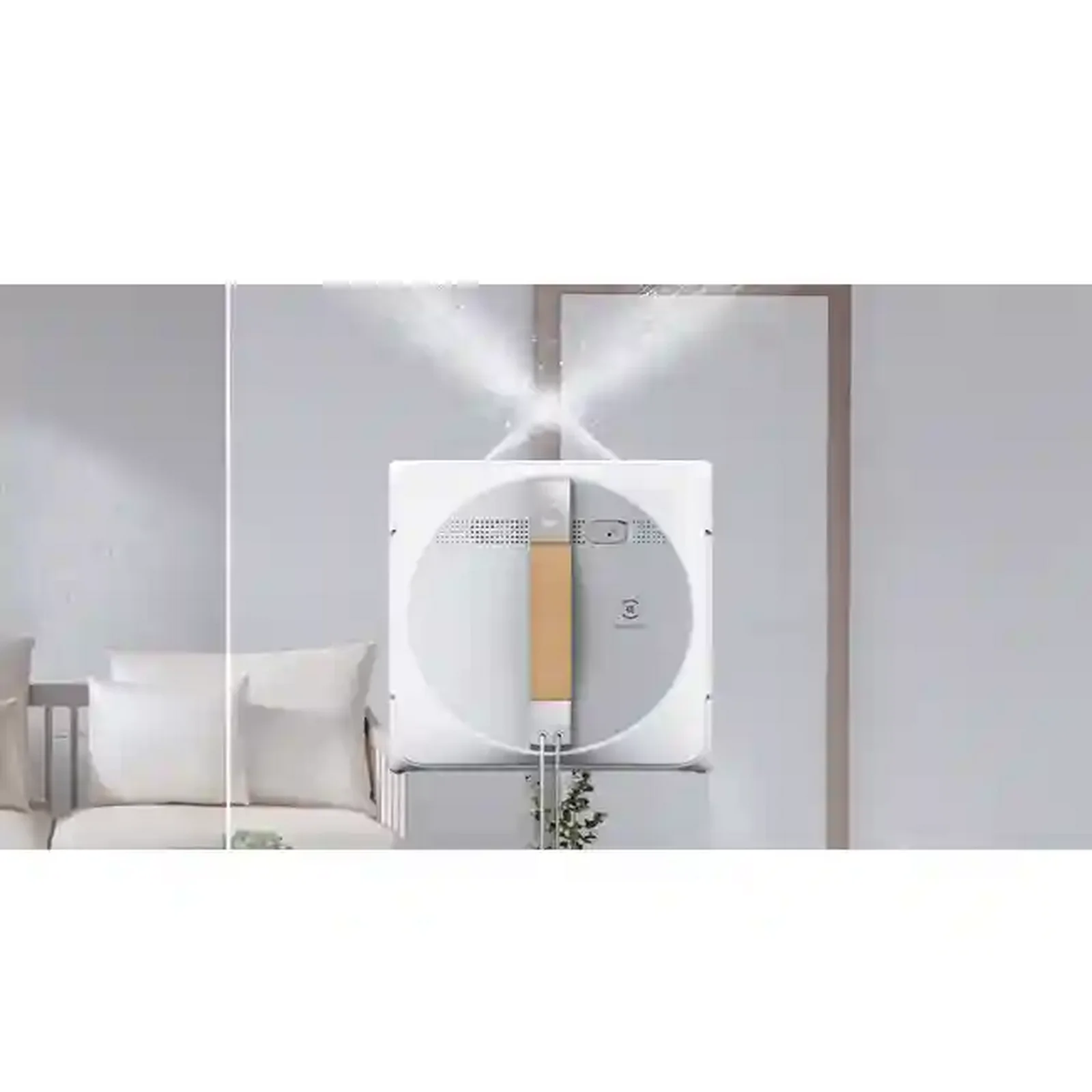 عملکرد اسپری خودکار شیشهشوی اکووکس W1 Pro پاشش ضربدری آب ربات Winbot W1 Pro روی شیشه اتاق