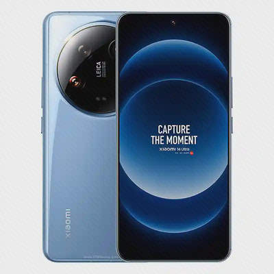 نمای اصلی شیائومی 14 اولترا آبی با نمایشگر تمام صفحه گوشی Xiaomi 14 Ultra آبی 512 گیگ رم 16 از نمای جلو و پشت