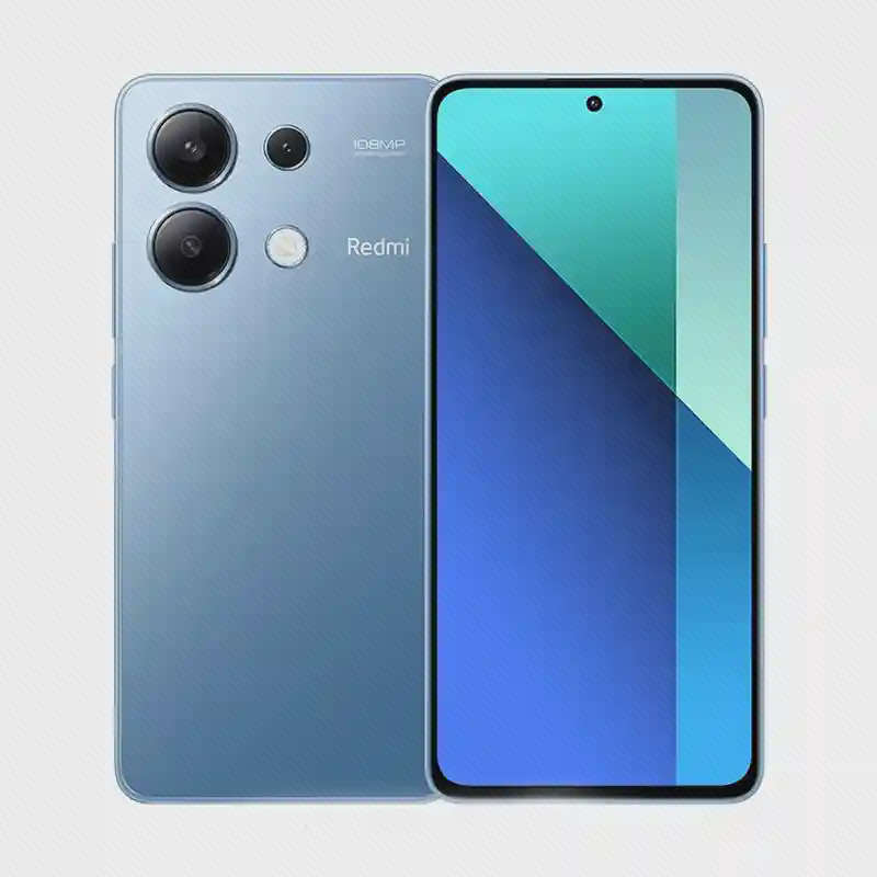 گوشی Redmi Note 13 4G آبی 256 گیگ رم 8 از نمای جلو و پشت