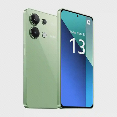 نسخه سبز ردمی نوت 13 4G حافظه 256 گیگ گوشی Redmi Note 13 4G سبز از نمای سه رخ جلو و پشت