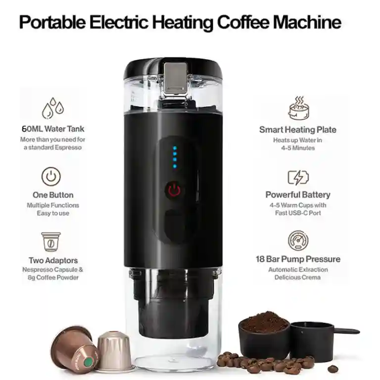 اسپرسو ساز شارژی مدل Mini Espresso CF-1801BGC - تصویر توضیحات 3