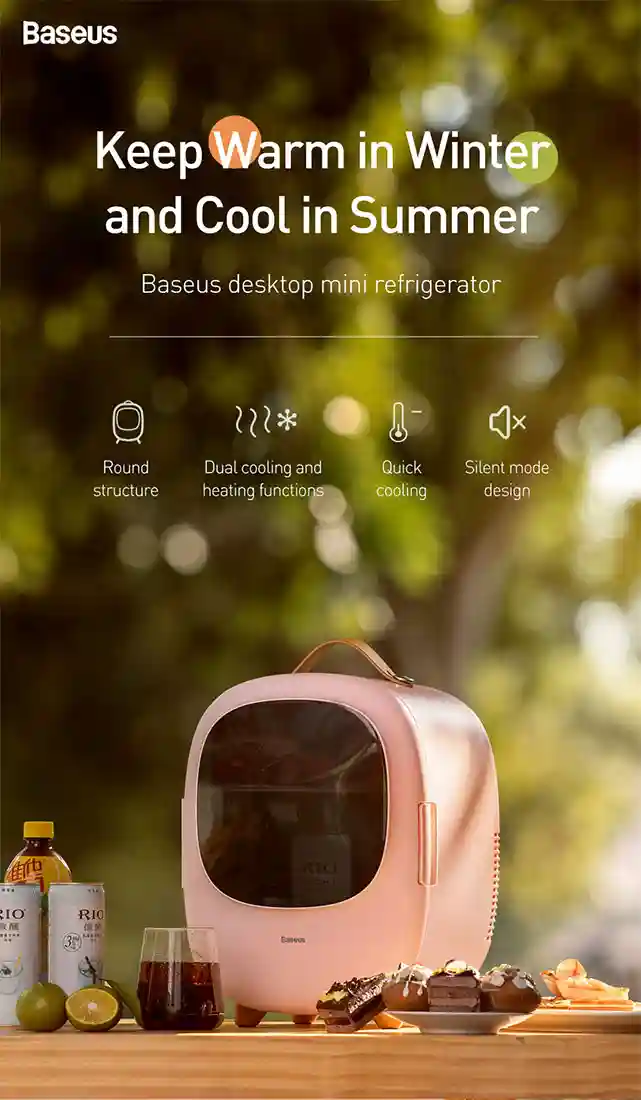 مینی یخچال و گرم کن بیسوس Zero Space CRBX01 سایز 8 لیتری - تصویر توضیحات 1