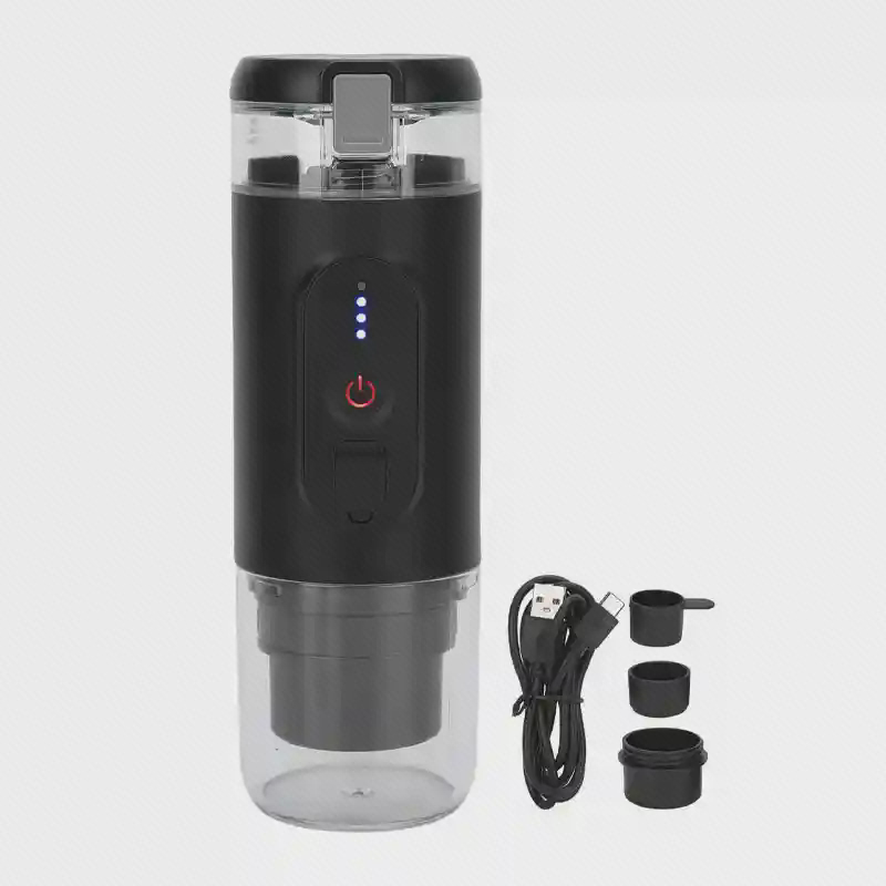 لوازم همراه Mini Espresso CF-1801BGC اسپرسوساز شارژی CF-1801BGC همراه کابل و آداپتورهای قهوه