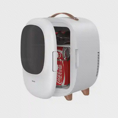 فضای داخلی ۸ لیتری Baseus CRBX01 مینی یخچال Baseus Zero Space CRBX01 سفید با در باز و نوشیدنی
