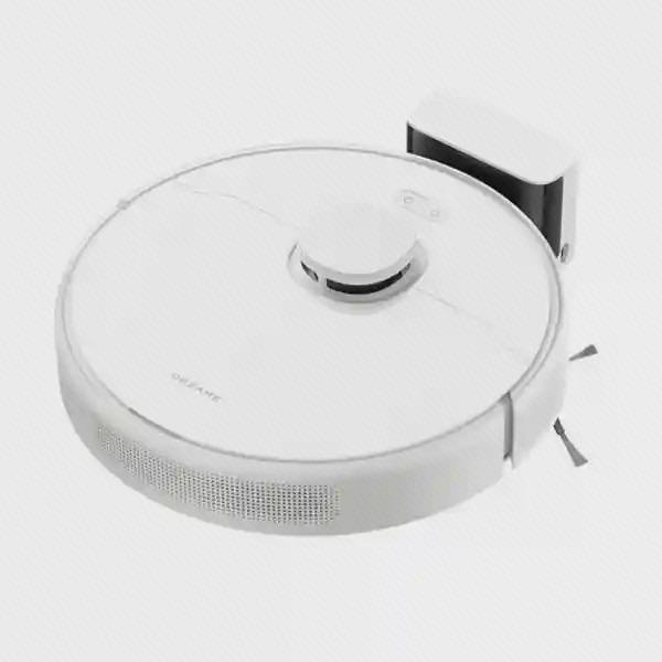 جارو رباتیک شیائومی مدل Dreame D9 Max Gen 2 سفید کنار ایستگاه شارژ مشکی