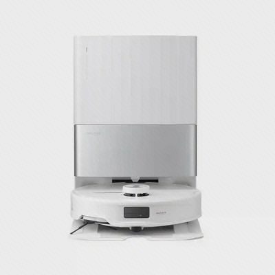 نمای روبهرو Roborock Qrevo Master سفید جارو رباتیک سفید Roborock Qrevo Master با ایستگاه شستوشو