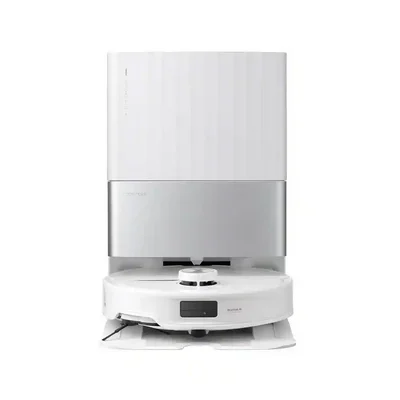 نمای روبهرو Roborock Qrevo Master سفید جارو رباتیک سفید Roborock Qrevo Master با ایستگاه شستوشو