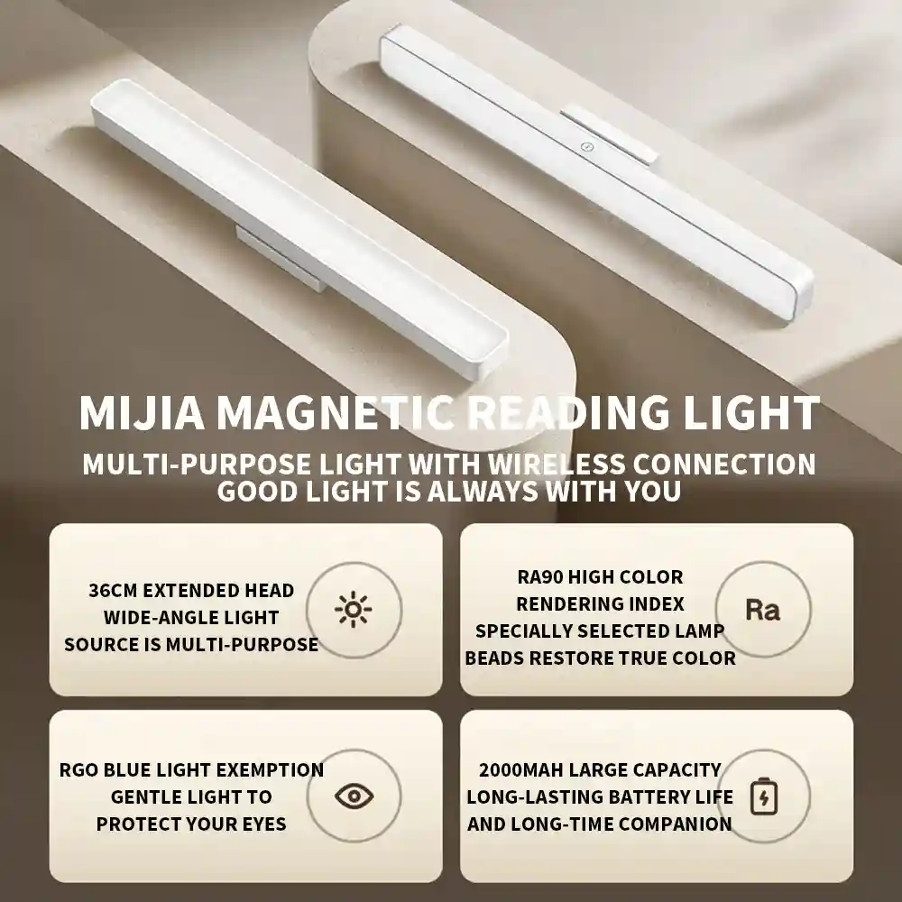 چراغ شارژی چند منظوره شیائومی مدل Mijia Magnetic Reading Lamp - تصویر توضیحات 1