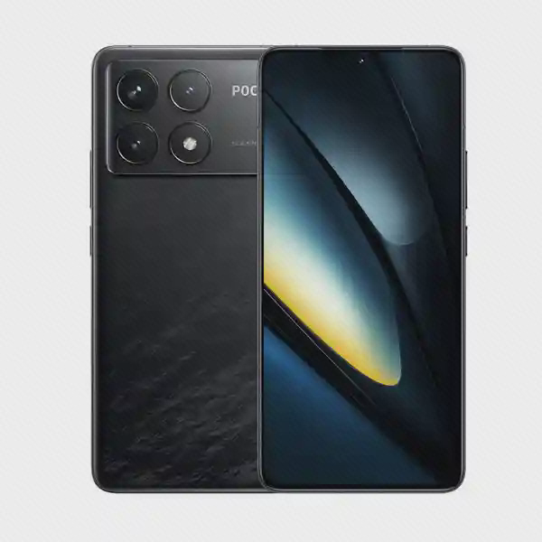 گوشی مشکی Poco F6 Pro حافظه ۵۱۲ و رم ۱۲ گیگ از جلو و پشت