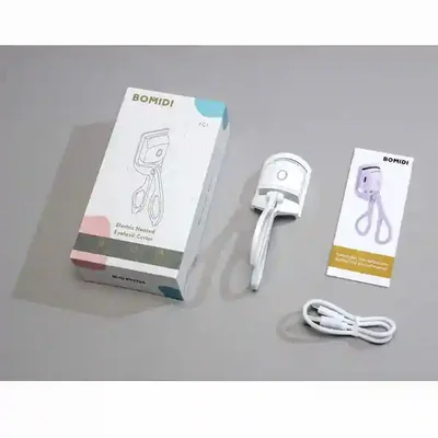 محتویات جعبه فر مژه شارژی Bomidi EC1 با کابل و دفترچه