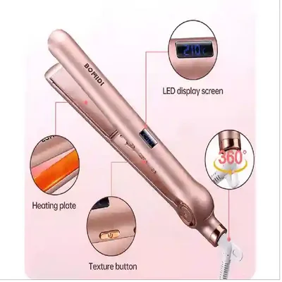 اجزای اتو مو Bomidi HS1 شامل نمایشگر LED صفحه گرم و کابل 360 درجه