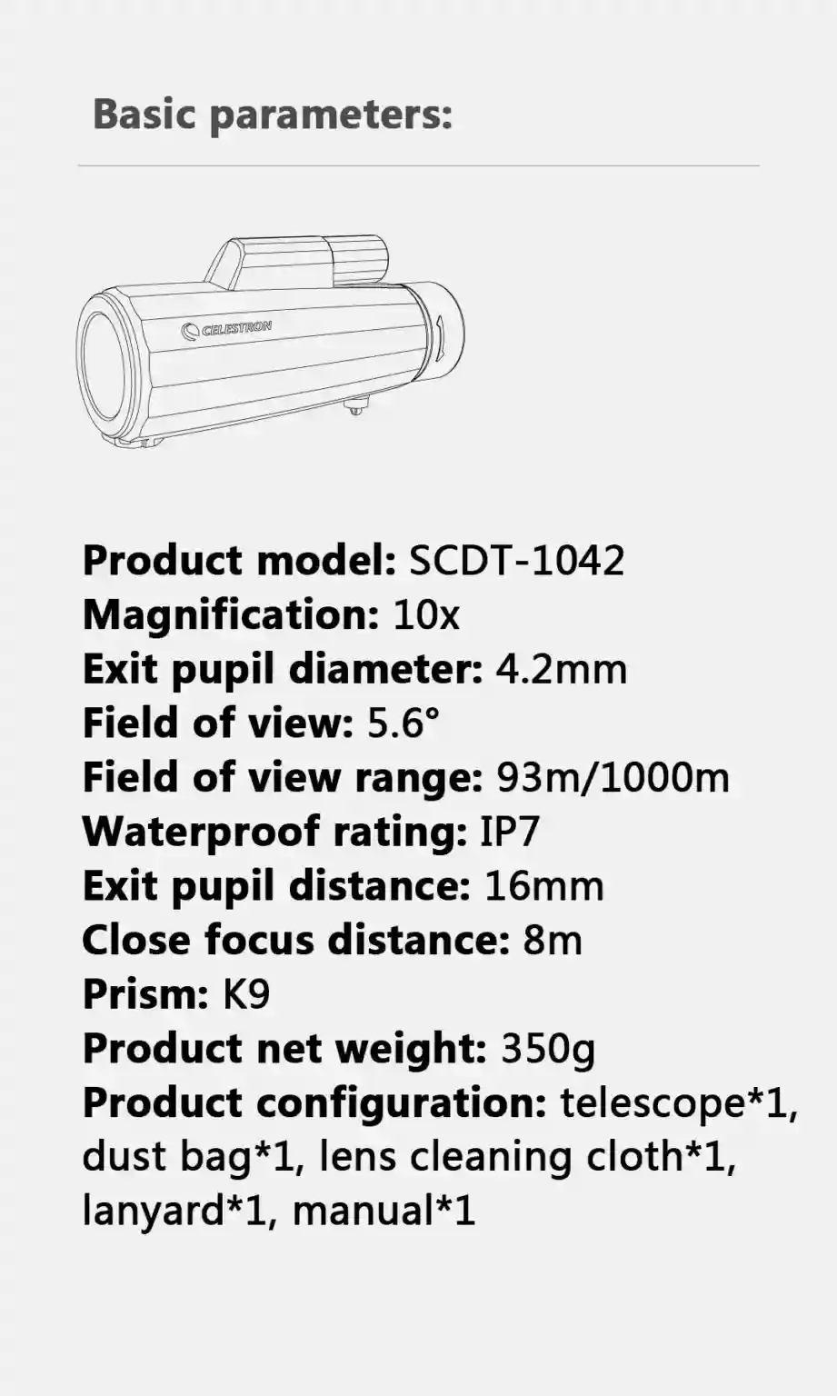 دوربین تک چشمی شیائومی مدل Celestron SCDT-1042 - جمعبندی - نمای 2