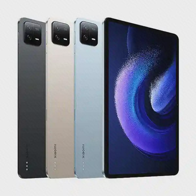 رنگ‌بندی تبلت Xiaomi Pad 6 مشکی طلایی و آبی کنار نمای نمایشگر