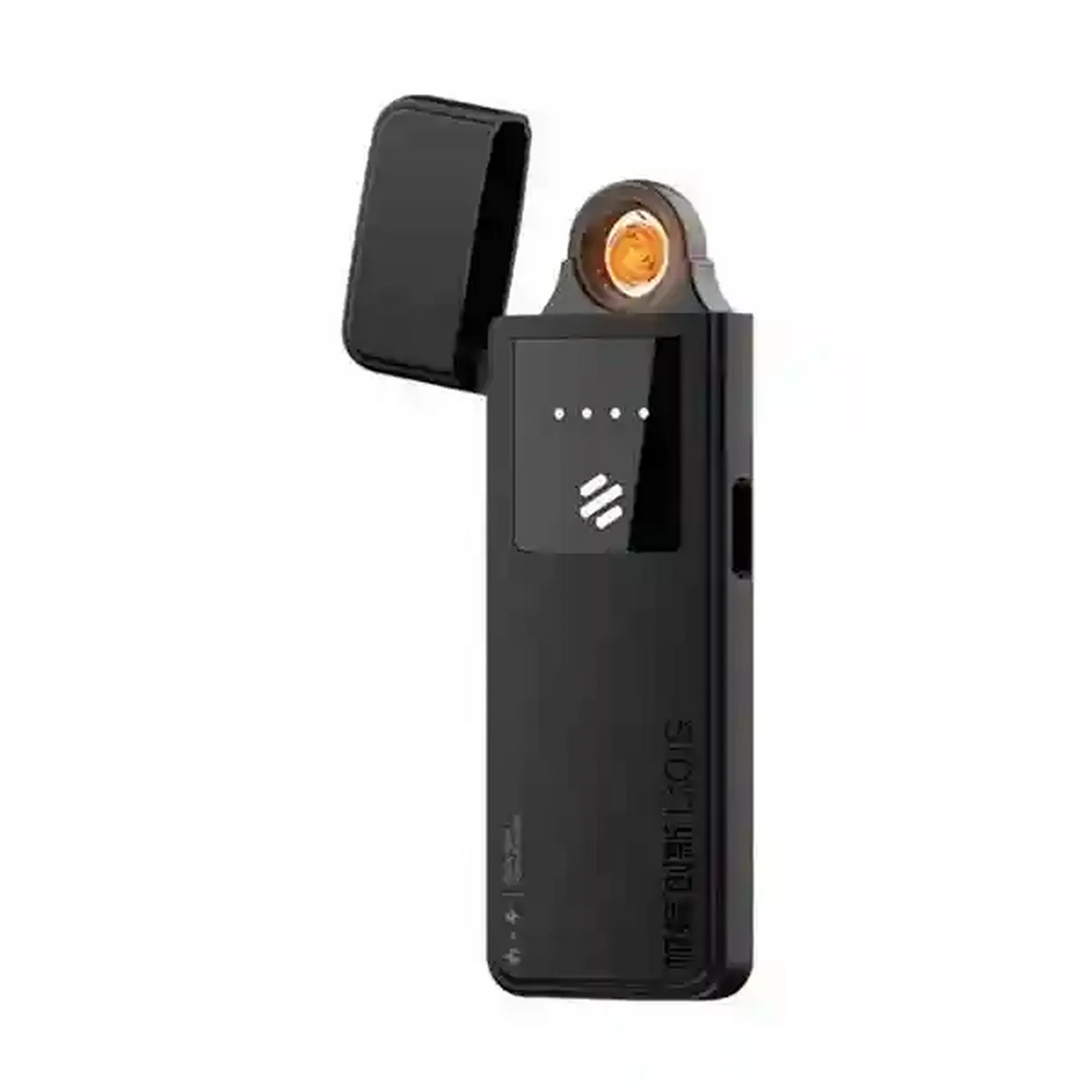 فندک الکترونیکی شیائومی L101S مشکی با درپوش باز و المنت روشن