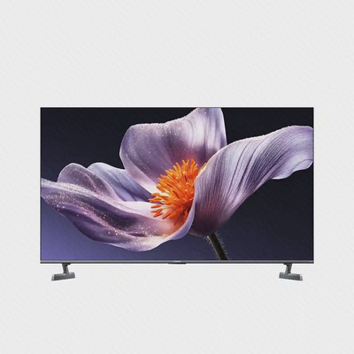 تلویزیون ۵۵ اینچ شیائومی S Pro Mini LED 2026 با تصویر گل بنفش و پایه های دو طرف