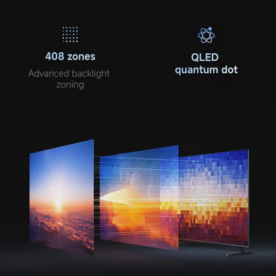 ساختار نور پس زمینه ۴۰۸ ناحیه ای و فناوری QLED تلویزیون شیائومی S Pro Mini LED