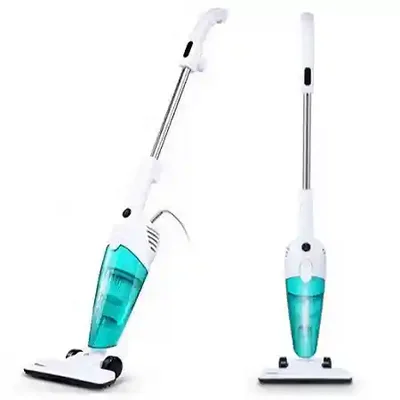 طراحی ایستاده جاروبرقی شیائومی Deerma DX118C نمای جلو و کنار جاروبرقی ایستاده Deerma DX118C سفید فیروزهای