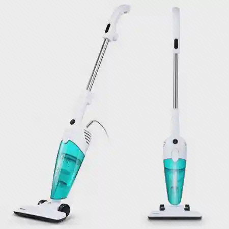 طراحی ایستاده جاروبرقی شیائومی Deerma DX118C نمای جلو و کنار جاروبرقی ایستاده Deerma DX118C سفید فیروزهای
