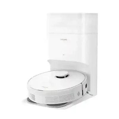 Dreame L10S Plus سفید همراه داک از نمای سهرخ جارو رباتیک سفید Dreame L10S Plus با ایستگاه تخلیه خودکار