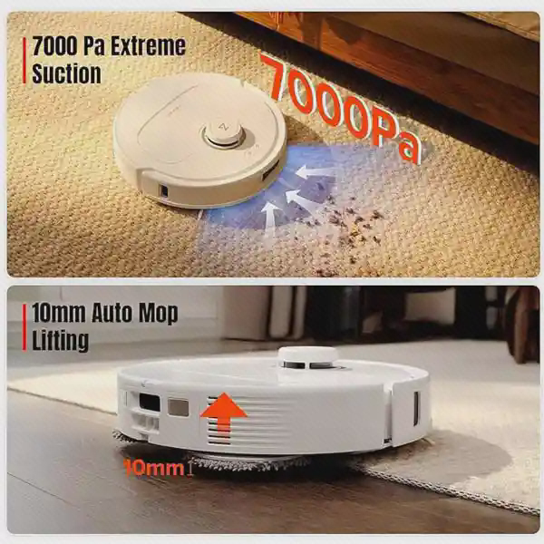 مکش ۷۰۰۰ پاسکال و بالارفتن تی ۱۰ میلی‌متر در Roborock Q Revo MaxV